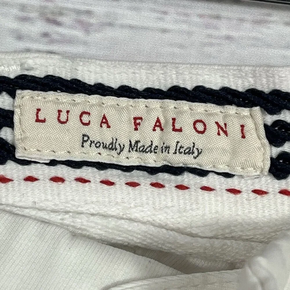 Luca Faloni White Summer Chinos Slim Cotton Trouser Made in Italy Men 30x28 READ